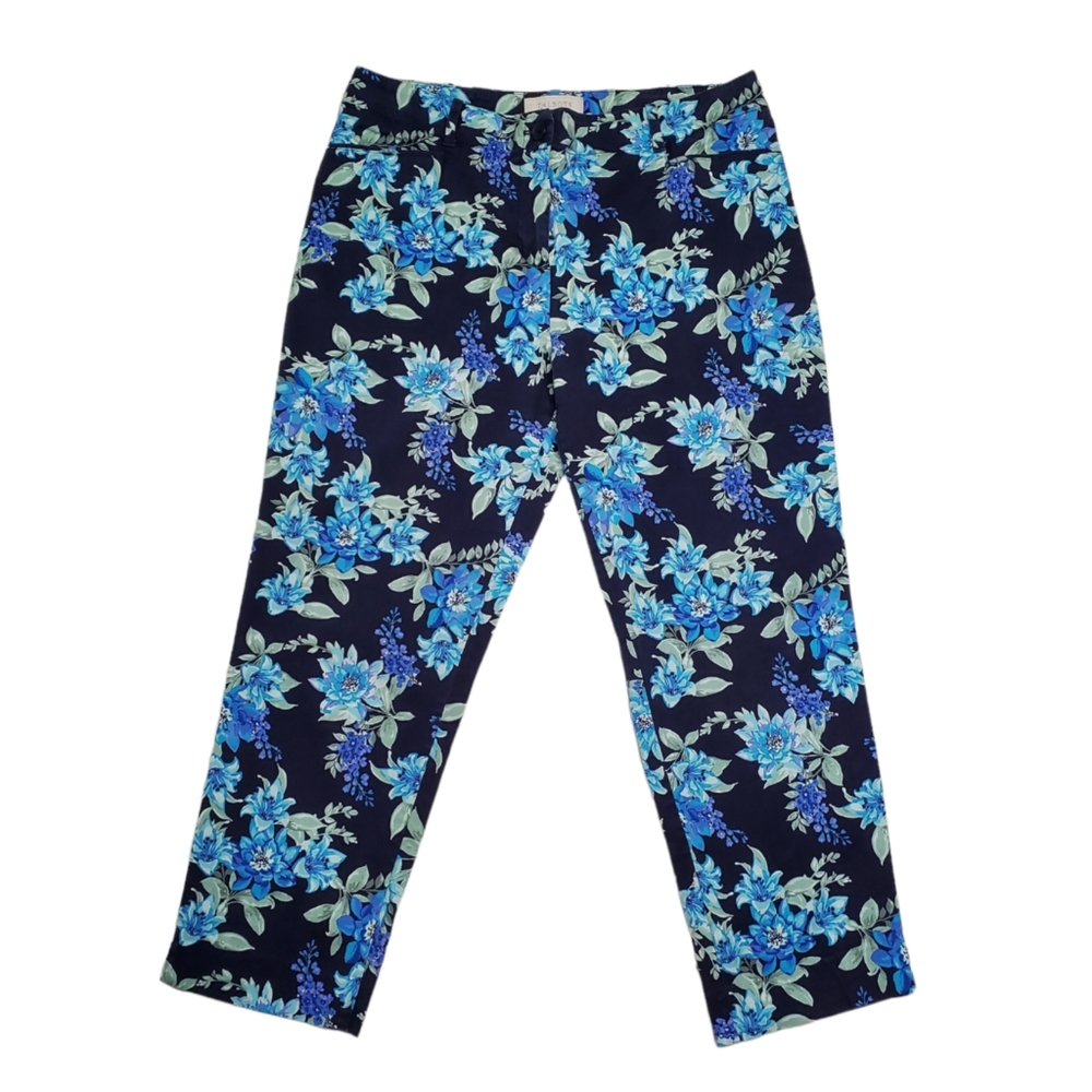 Talbots Blue Floral Print Classic Cropped Pants Size 10 - Picture 15 of 15